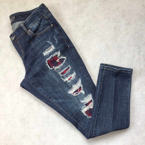 torrid Denim - Torrid Premium Boyfriend Jeans w/plaid destruction